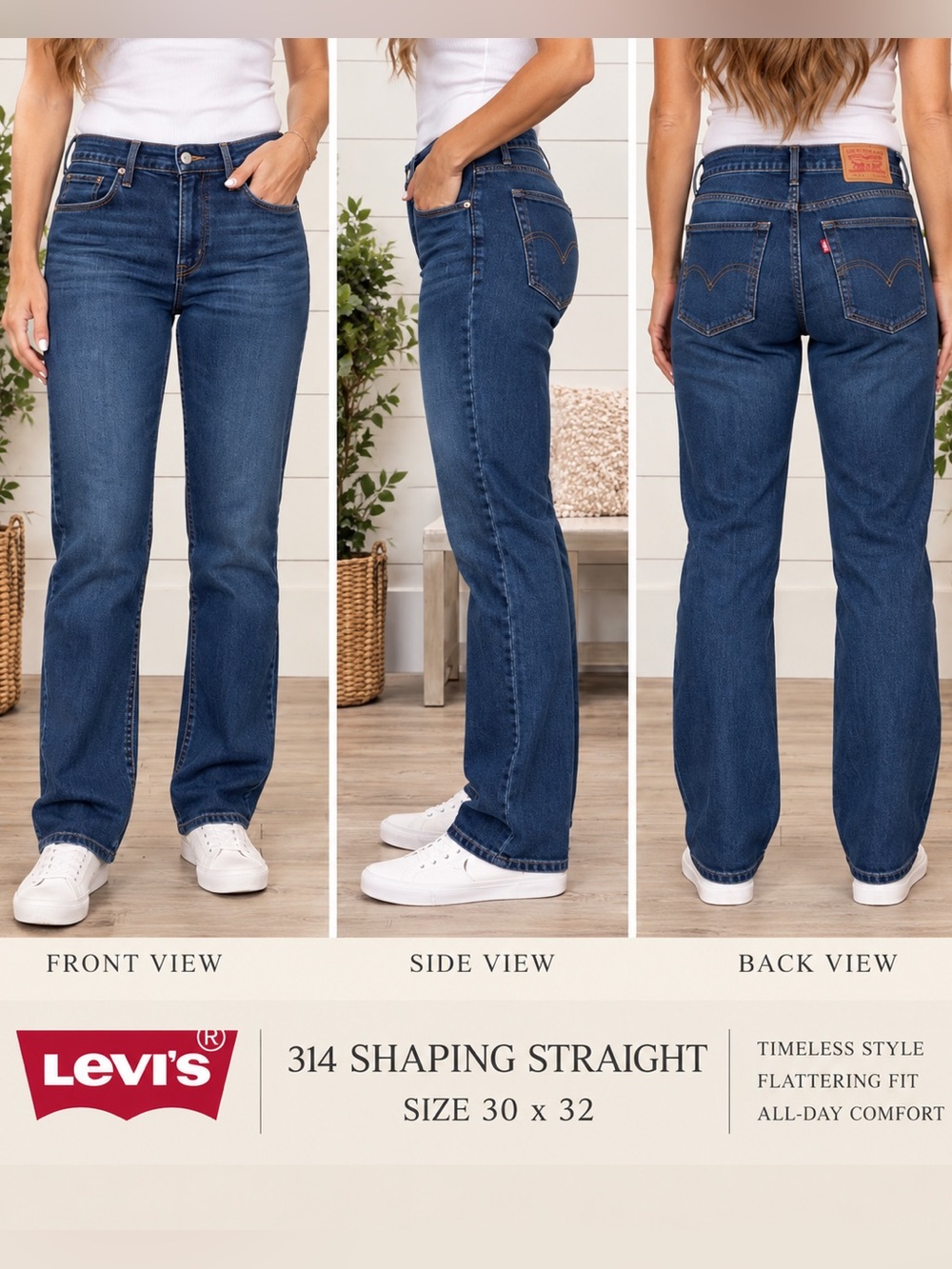 NWT Levi’s 314 Shaping Straight Jeans 30x32 Mid Rise Stellar Stretch
